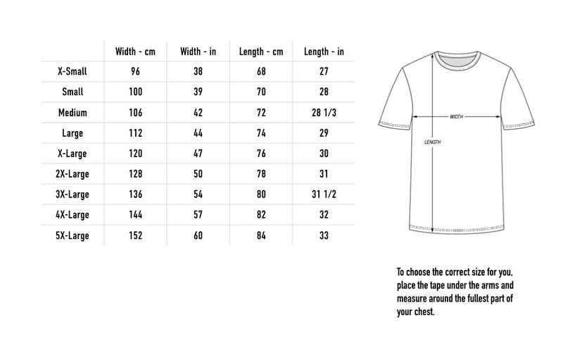 Size chart for Cloud Tee - White